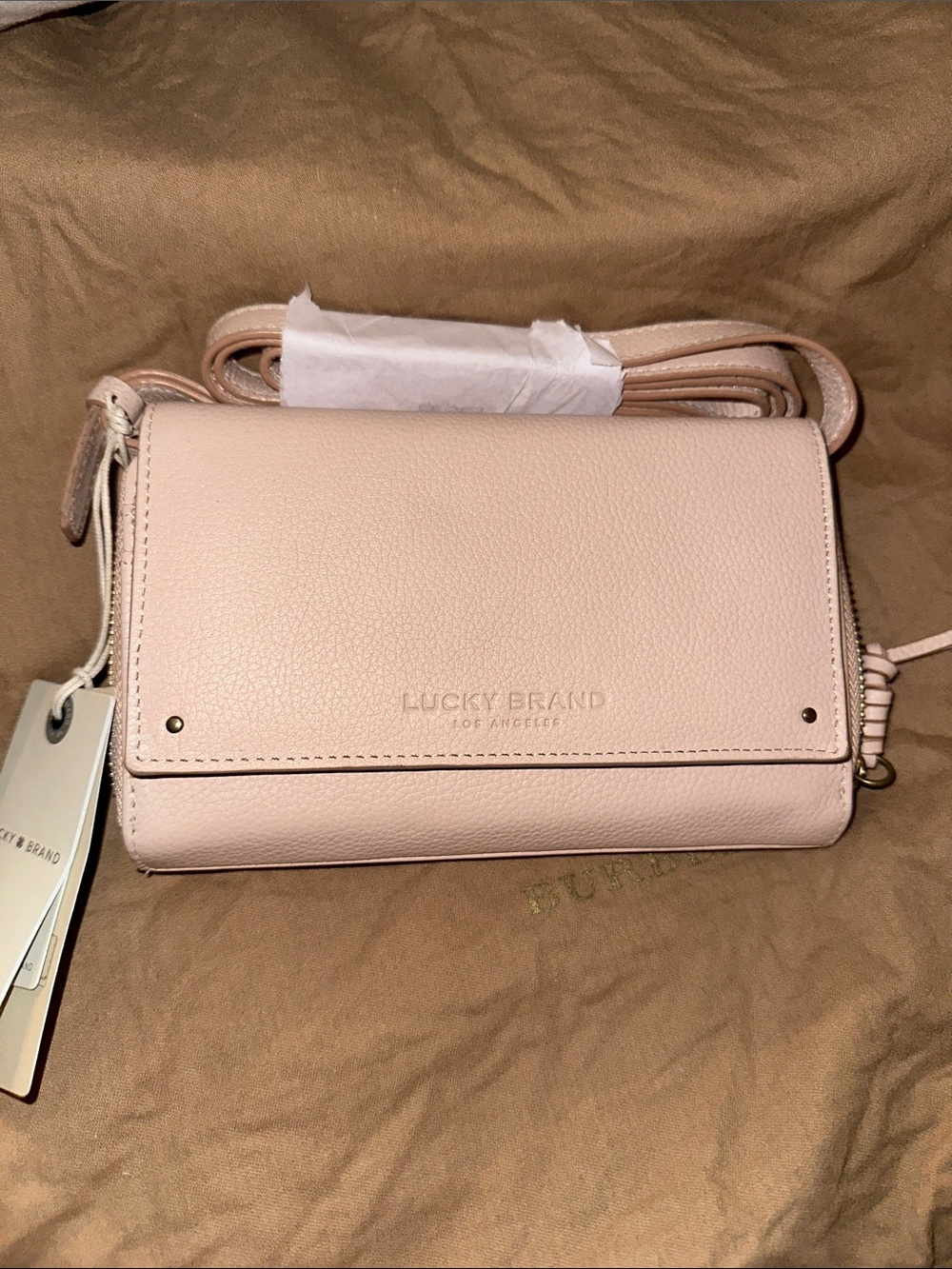Lucky Brand Blush Pebbled Leather Crossbody Bag